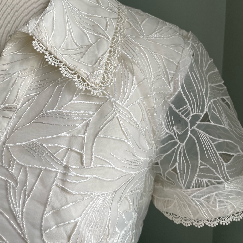Marchesa NWOT White Lace Eyelet Dress - Picture 13 of 15